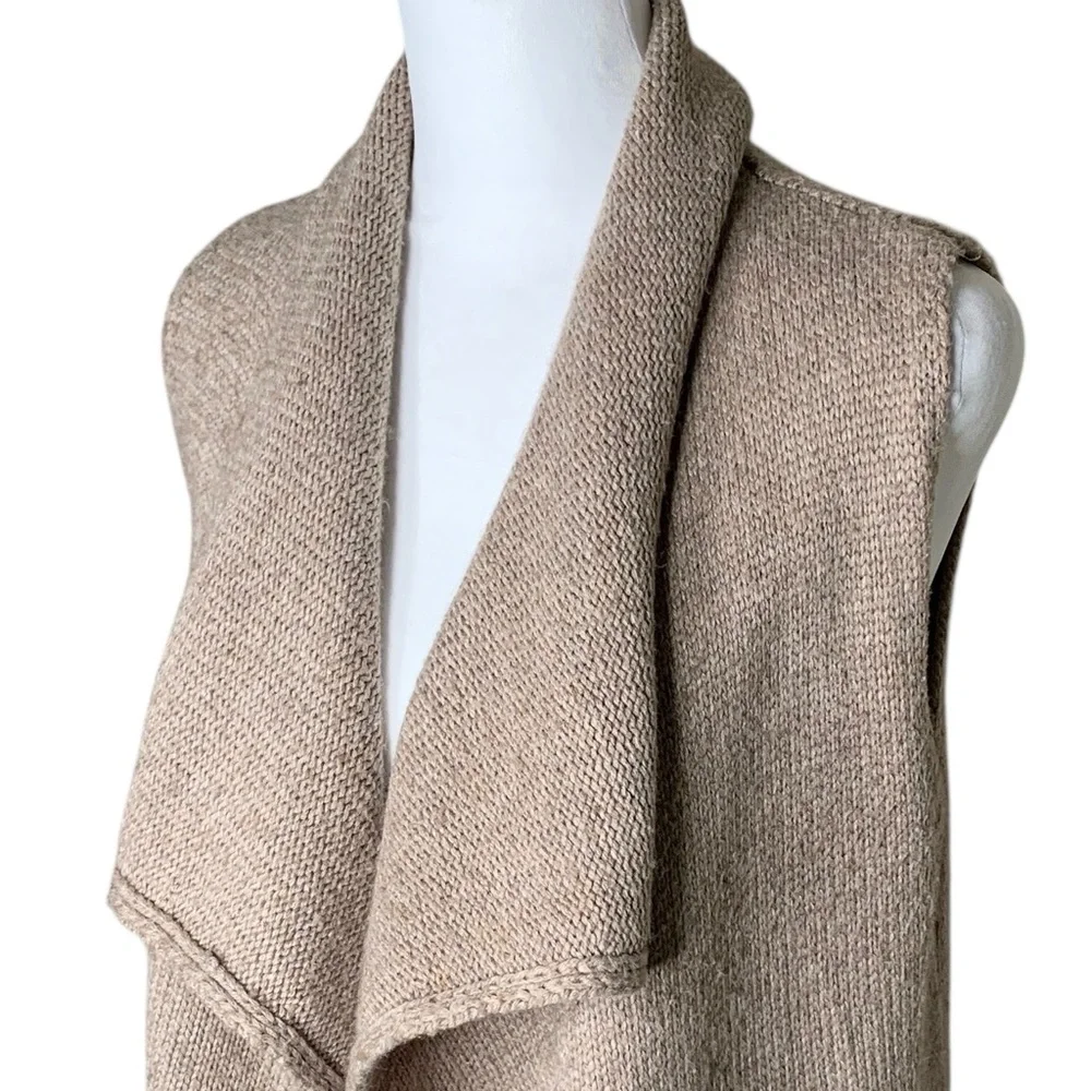 Cynthia Rowley Longline Waterfall Vest S Fine Merino Wool Blend Cardigan Knit